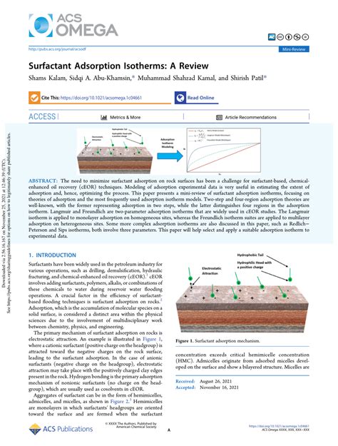 Surfactant Adsorption Isotherms: A Review .